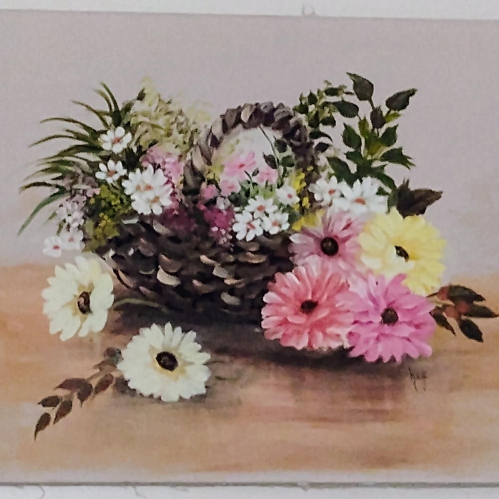 Vintage Signed Kaye Original Oil Painting 16x20 MCM Impasto Floral Unframed